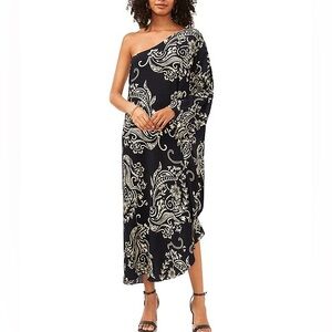 Vince Camuto Black and Cream One-Shoulder Dress XS/S/M